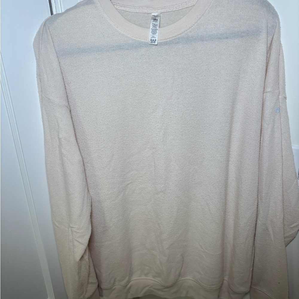 ALO Yoga Off-White Textured Sleeve Top
